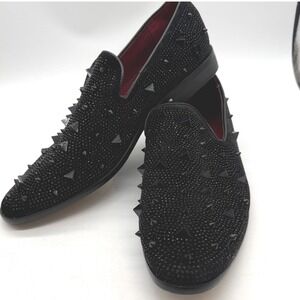 J75 Fabio Black Studded shoe 10.5 Rhinestone Slip On Loafer Dress shoe Men
